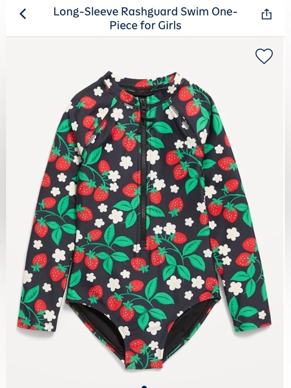 NWT Old Navy Girls' Long-Sleeve Strawberry Print Rashguard size L (10/12)
